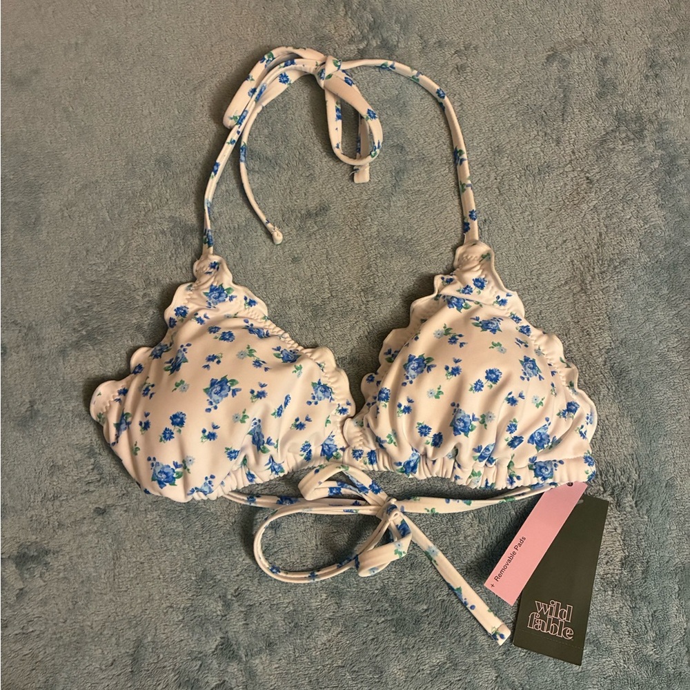 Wild Fable Blue Floral Bikini Top